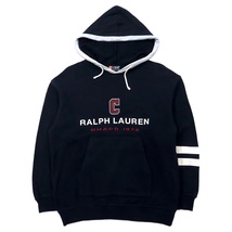 CHAPS RALPH LAUREN 90年代 ロゴプリントパーカー M ネイビー コットン 日本製_画像2