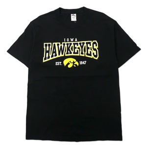 AAA ALSTYLE IOWA HAWKEYES 90年代 カレッジプリントTシャツ L ブラック コットン メキシコ製