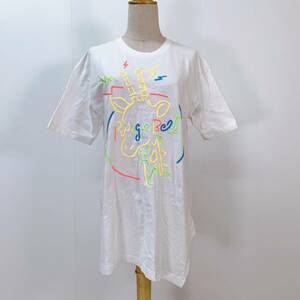 S3211 Design Tshirts store GRANIPH グラニフ レディース 半袖 Tシャツ 丸首 Mサイズ ホワイト 白 前刺繍 カジュアルスタイル USED 古着