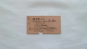 ▽国鉄▽錦糸町から3等10円地図式乗車券▽A型硬券昭和28年