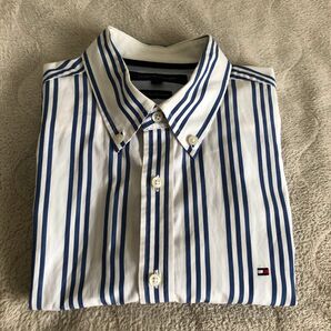  シャツ TOMMYHILFIGER Mサイズ メンズ ストライプ ブルー ホワイト