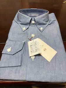 La fete bleu MADE IN HITOYOSHI ★カジュアルシャツ　Ｍ(39-84)　ボタンダウン　インディゴ染め　百貨店販売品　人吉産