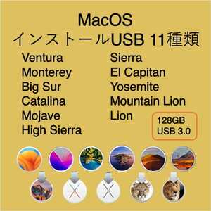 [変換アダプター付] Mac OS インストール用USB 11種類 （Ventura,Monterey, ～ Lion） [1]