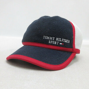 H■トミーヒルフィガー/TOMMY HILFIGER フリース地 メッシュキャップ CAP 帽子 紺白/MENS■35【中古】