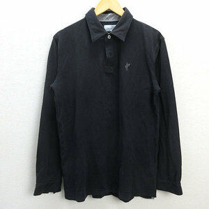 G■アシュワース/ASHWORTH 長袖ポロシャツ/コットン【O】黒系/men's/63【中古】■