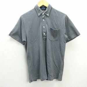 G■フレッドペリー/FREDPERRY 半袖ポロシャツ/鹿の子地【M】灰/men's/148【中古】■