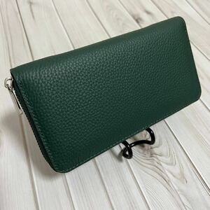  green green group new goods unused Italian leather original leather leather man and woman use handmade round fastener popular long wallet // change purse . equipped 