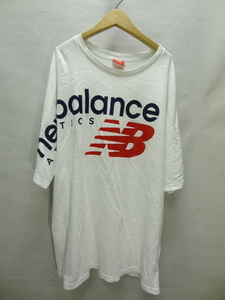 全国送料無料 ニューバランス new balance メンズ 綿100％素材 超BIGロゴプリント 半袖 白Tシャツ US L(180/100A) JP XL