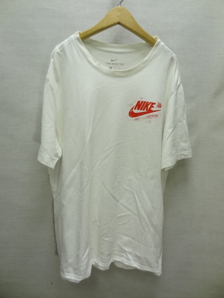 全国送料無料 ナイキ NIKE メンズ 綿100％素材 前ワンポイントロゴ 後は様々なロゴプリント 半袖 白Tシャツ XL(180/96A)