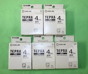 5箱セット TEPRA PRO テプラ テープカートリッジ 幅4mｍ 透明ラベル 黒文字 ST4K KING JIM 送料370円