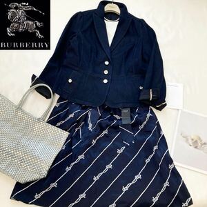 ★大きいサイズ★新品タグ美品★バーバリー BURBERRY 44-46/13-15号/XL-3L ストレッチジャケット&シルクスカートスーツ ビジネスフォーマル