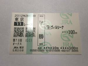 ヴィルシーナ「12年第73回オークス」　の現地購入単勝馬券