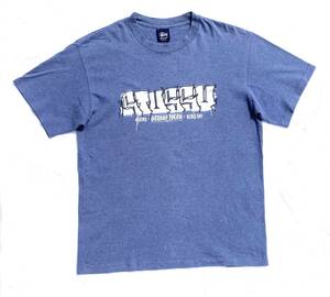 90s USA製 stussy Tシャツ M 青 メランジ オールドステューシー