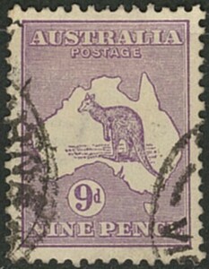  foreign stamp Australia used .1915 year kangaroo map 9p