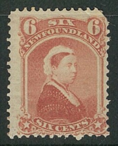 外国切手　NEW FOUNDLAND　未使用　1868-94年　真紅　6ｃ　NH　RC