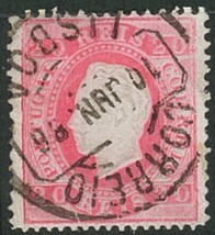 外国切手　使用済み　ポルトガル　1870-84年　ルイ国王　薄赤20ｒ　（40）_画像1