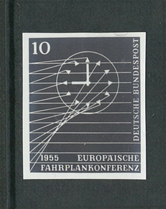 外国切手　フォトエッセイ　ドイツ　欧州列車時刻表会議　未発行　10pf　1955年