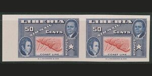  foreign stamp libe rear unused 1952 year 1 kind Scott No.C69 less eyes strike pair 