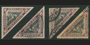 外国切手　リベリア　使用済み　1909-12年　10c　目打ち違い4種