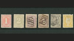 外国切手　リベリア　未使用　使用済み　1885年数字　P12　1ｃ～4ｃ,8ｃ,16ｃ　6種　未使用はNG