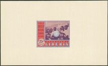 外国切手　リベリア　未使用　インパーフシートレット　1954年　国連技術援助計画　25ｃ　1種_画像1