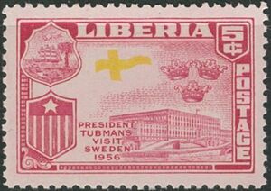  foreign stamp libe rear unused 1958 year tab man large .... Sweden national flag printing leak error 