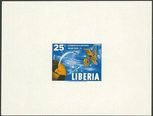 外国切手　リベリア　未使用　インパーフシートレット　1964年　宇宙の平和利用　25ｃ　1種