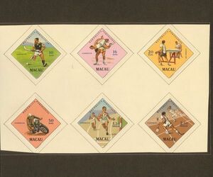 外国切手　マカオ ( )はスコット番号　未使用　1962年 スポーツ6種完(394-9)