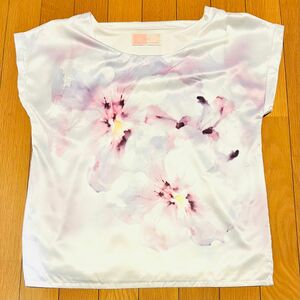 Rady レディー ノースリーブ Tシャツ 花柄 ドレープ サテン ドレープ H