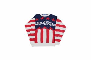 80s 90s VINTAGE ヴィンテージ USED 古着 Stars&Stripes Cotton Knit Sweater USA コットンニットセーター アメリカ柄 L デザインニット