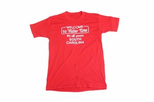 80s 90s VINTAGE ヴィンテージ USED 古着 S/S Print Tee T-Shirts 半袖プリントTシャツ ポリエスター混紡 Red 赤 L USA製 夏物 袖シングル