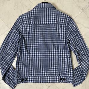 美品/L相当★ アルマーニ エクスチェンジ ARMANI EXCHANGE チェック柄 トラッカージャケット ブルゾン イーグルロゴ 春夏 薄手 コットンの画像8