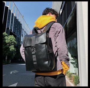 リュックサック デイパック スクールバッグ 学生鞄 メンズ　レディース 鞄　カバン ビジネスバッグ PUレザー 撥水　ブラック