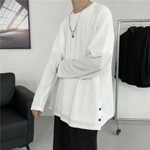 秋服Tシャツ メンズ 長袖 ロング 大きいサイズ カットソー 無地 シンプル インナー トップス ホワイト L_画像1