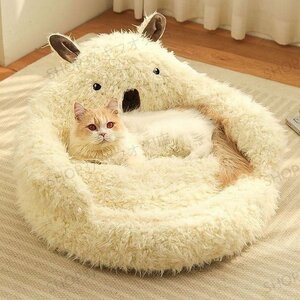 猫 犬 ベッド ふわふわ　暖か もこもこ　キャット　ペット用品 ペットハウス　滑り止め　クッション ソファー　柔らかい　秋冬 50センチ
