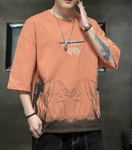 メンズ半袖Tシャツ、カットソー トップス メンズ おしゃれ メンズファッション クルーネック スウェット ファッション レッド3XL_画像4