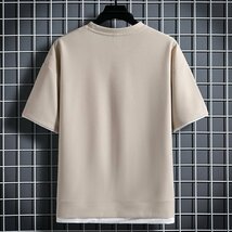 メンズ半袖Tシャツ、カットソー 夏 新品 tシャツ メンズ 半袖 チェックtシャツ 涼しい T-shirt 吸汗 速乾 高品質 カジュアル ベージュXL_画像3