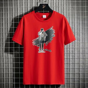 メンズ半袖Tシャツ、カットソー tシャツ メンズ 半袖 綿100％ 夏 ファッション 上着 速乾 通気性 韓国 高品質 便利 通勤　レッドXL