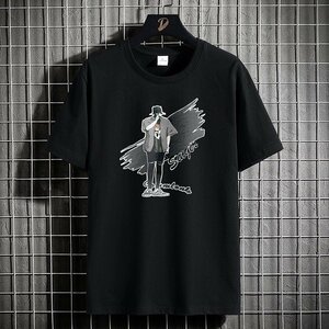 メンズ半袖Tシャツ、カットソー tシャツ メンズ 半袖 綿100％ 夏 ファッション 上着 速乾 通気性 韓国 高品質 便利 通勤　ブラック2XL