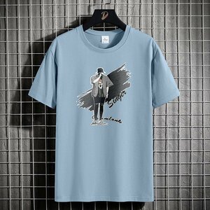 メンズ半袖Tシャツ、カットソー tシャツ メンズ 半袖 綿100％ 夏 ファッション 上着 速乾 通気性 韓国 高品質 便利 通勤　ブルーXL