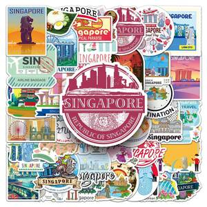 シンガポール　Singapore　マーライオン　東南アジア　海外旅行　外国　民族　文化　シール　ステッカー50枚YA