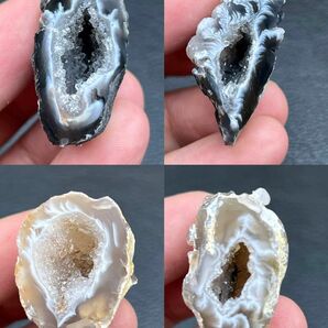ペアアゲートジオード　瑪瑙晶洞　水晶　置物　原石　4点セット