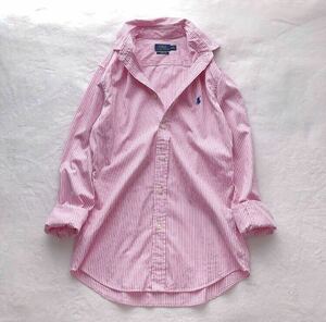 RALPH LAUREN Ralph Lauren stripe shirt pink large size 