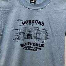 ■ 子供用 90s 90年代 USA製 SCREEN STARS HOBSON'S BLUFFDALE VACATION FARM Illinois シングルステッチ Tシャツ 10-12 水色 キッズ ■_画像2