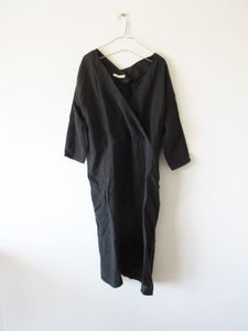 evam eva / エヴァムエヴァ E211T123 linen one-piece BLACK / リネンワンピース ドレス