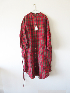  unused 2023 R&D.M.Co- / Old man z Tailor 6025 TARTAN CHECK GATHER SLEEVE DRESS F ROYALSTEWART / One-piece dress 