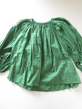 未使用 R&D.M.Co- / オールドマンズテーラー 6188 GARMENT DYE GATHER SMOCK F GREEN / スモック ブラウス シャツ_画像3