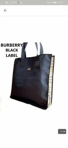 BURBERRY BLACK LABEL バーバリーブラックレーベル トートバッグ 大容量 ブラック 黒 A4 ノバチェック 