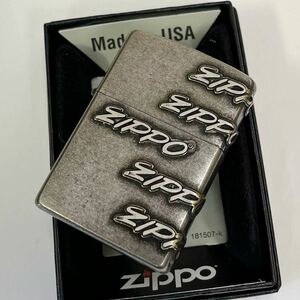 ZIPPO/クロームバレル/アンティーク仕上げ/ロゴメタル/ジッポー/新品/送料無料/ギフト/プレゼント/コレクション