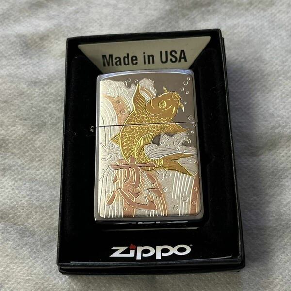 ZIPPO/和柄/鯉/恋/電鋳板/伝統工芸/縁起物/新品/ジッポー/送料無料/ギフト/プレゼント